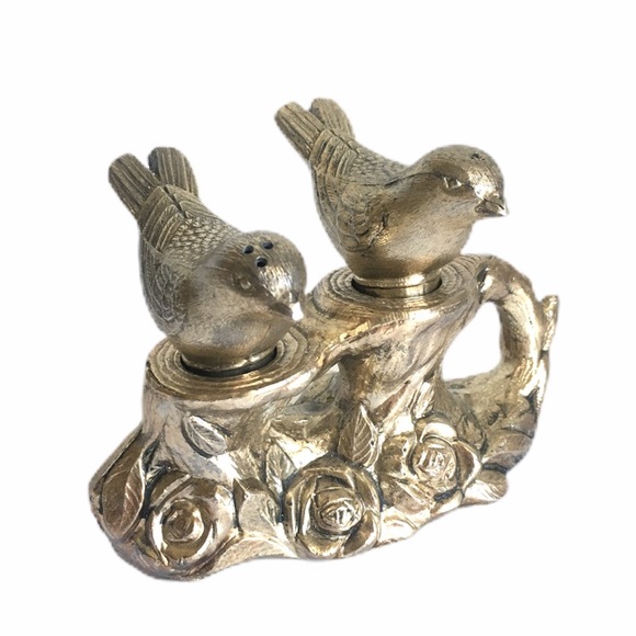 Vintage Other - Vintage Bird Salt & Pepper Shakers Silver Roses